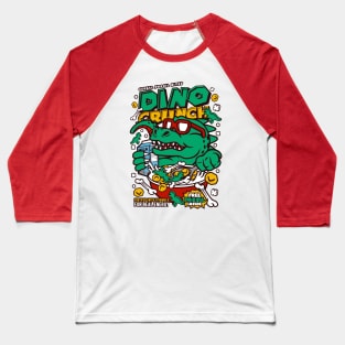 Retro Cartoon Cereal Box // Dino Crunch // Funny Vintage Breakfast Cereal Baseball T-Shirt